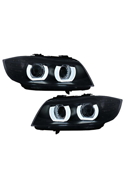 OEM Faruri Xenon 3D U-Led Angel Eyes compatibil cu BMW Seria 3 E90 E91