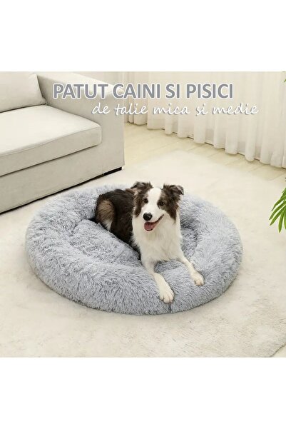 NEXTLY Luxury Pet Bed, Small & Medium Size, Plush Synthetic Fur, Elevated Rim, Grey