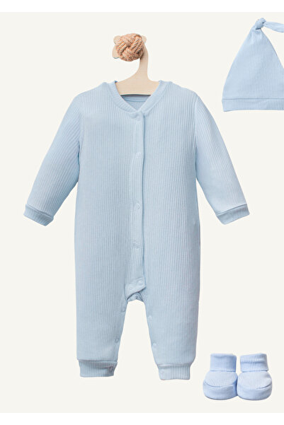 Latelier Midumi Newborn, Blue, 48% Cotton 48% Modal 4% Lycra, Front Snap Clos...