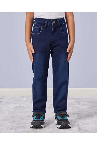 REDTAG Boys Navy 5 Pocket Brushed Jeans