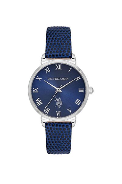 U.S. Polo Assn. Stile 32mm Women's Watch with Blue Dial & Leather Strap