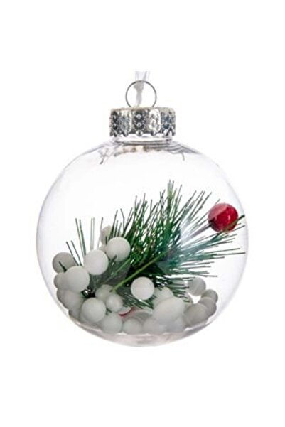 SHOPIENS Ornament de Crăciun - Glob de zăpadă transparent cu fructe de pădure...
