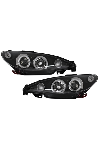 OEM Faruri compatibile cu Peugeot 206 CC (2002-Up) Angel Eyes Negre