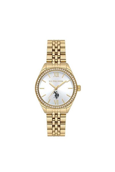 U.S. Polo Assn. Stile Silver Dial Gold Stainless Steel Bracelet Analog Watch ...