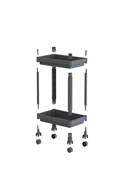 HOMİNG 2-Tier Rolling Multi-Purpose Bathroom & Kitchen Organizer Shelf