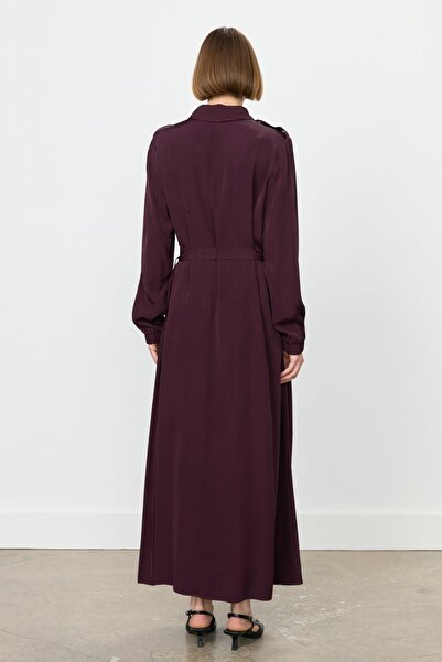 Nihan Rahat Kalıp Jakar Elbise Bordo