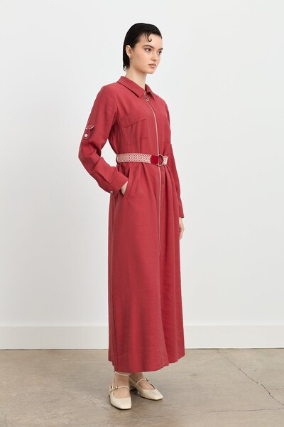 Nihan Rahat Kalıp Modal Elbise Bordo