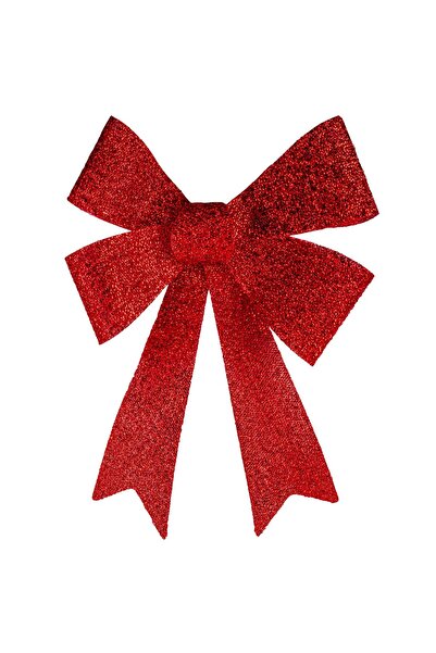 SHOPIENS Κόκκινο Διακοσμητικό Χριστουγεννιάτικο Φιόγκο με Γκλίτερ 46 εκ.