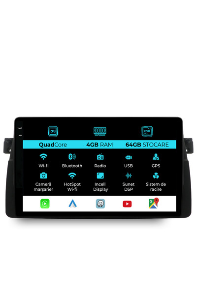 OEM Navigație dedicată BMW Seria 3 E46 (1997-2005), QuadCore, 9 inci, 4 GB RA...