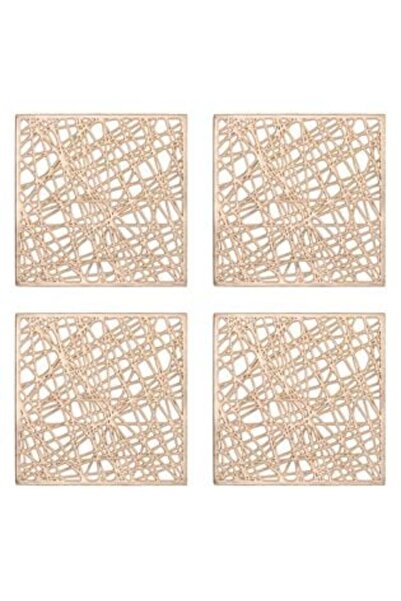 SHOPIENS Suporturi pahare Crăciun, folie PVC aurie, 12 x 12 cm - 4 buc.