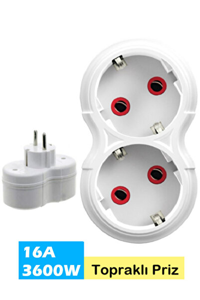 Vwin İkili 2’li Topraklı Fişli Priz (Papatya) Golyat Kablosuz Grup Priz, Feti...