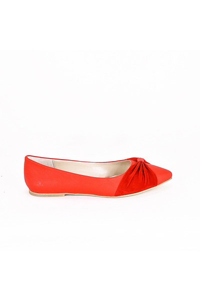 JustBow Red Women's Ballerinas