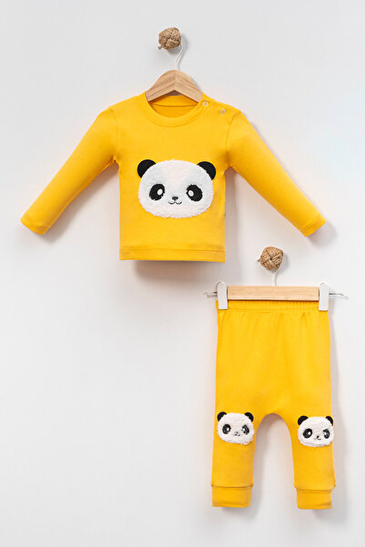 Mora Baby Kids Panda Embroidered 2-Piece Baby Tracksuit Set |   Combed Cotton Fabric, Soft and Comfortable Design (6-9-12-18 Months)