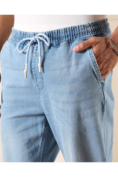 REDTAG Men Blue Plain Basic Jogger