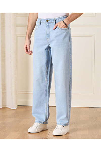 REDTAG Men Blue Loose Straight Fit Jeans