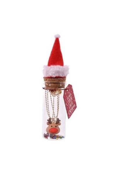 SHOPIENS Colier pentru copii cu ren în sticlă de sticlă cu dop de plută