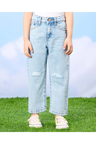 REDTAG Girls Blue Straight Fit Jeans