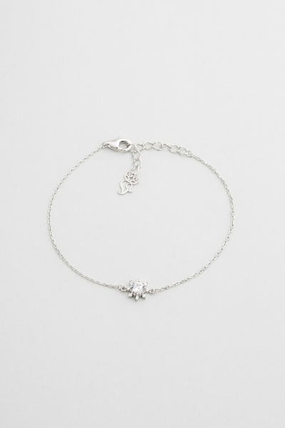 So CHIC... Sonsuzluk Çiçeği 18 Ayar Beyaz Altın Kaplama 19 Cm Gümüş Bileklik