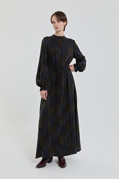 Nihan Jakarlı Bambu Elbise Siyah