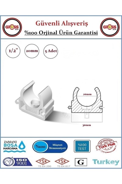 FIRAT PPRC Tekli Kelepçe - 20mm - 5 Adet