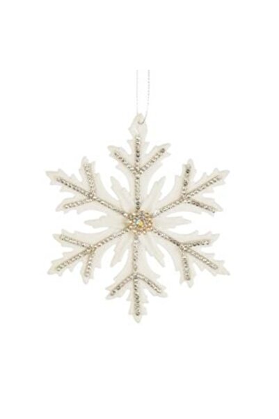 SHOPIENS Christmas Tree Ornament - Ecru Snowflake with Strass 12 cm
