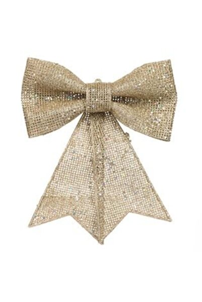 SHOPIENS Fundă decorativă de Crăciun cu sclipici bej, 27 cm