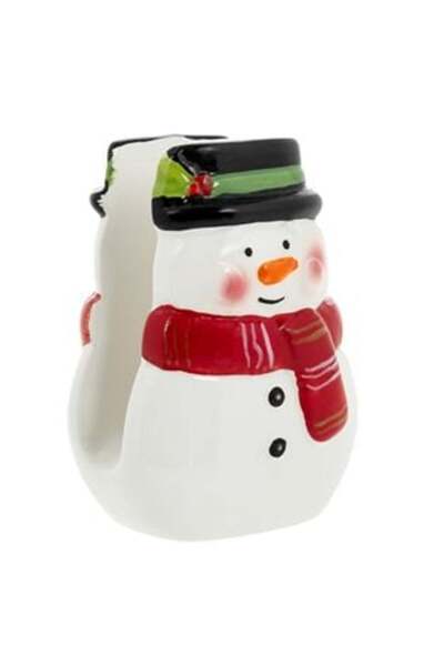SHOPIENS Ceramic Christmas Napkin Holder - Snowman 10 cm