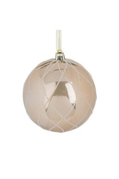 SHOPIENS Ornament de Crăciun pentru brad - Glob bej strălucitor cu model de p...