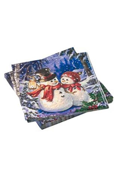 SHOPIENS Christmas Table Napkins - Snowman Snowy Landscape 33 x 33 cm - 20 pcs