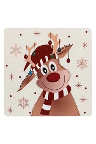 SHOPIENS Suport pătrat din MDF - Reni de Crăciun 11 x 11 cm