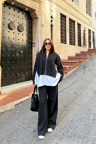 Love Fab طقم ملابس إسلامية يتكون من قميص بسحاب وسترة وبنطلون وملابس تريكو