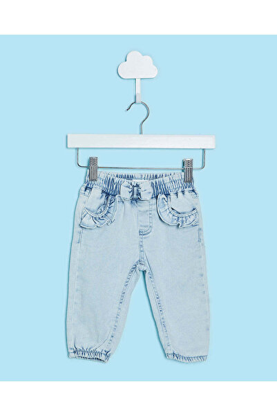 REDTAG Infant Girls Blue Denim Jogger