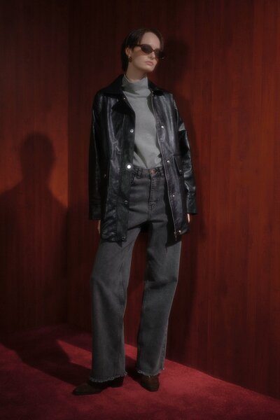 Nihan Torba Cepli Deri Ceket Siyah