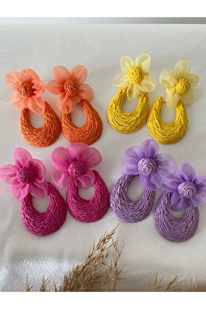 BIJUTERI Wicker Flower Detailed Earrings