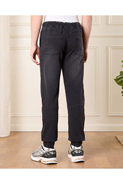 REDTAG Senior Boys Black Solid Jeans