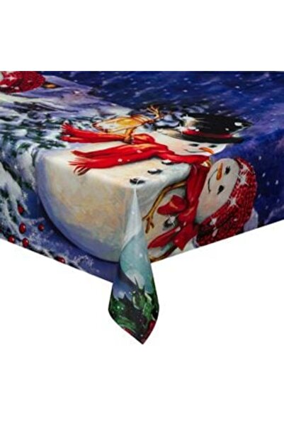 Silver Star Față de masă din plastic albastru de Crăciun, om de zăpadă, peisa...