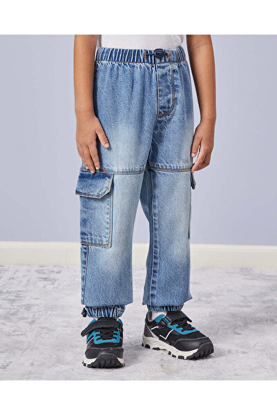 REDTAG Boys Blue Cargo Pocket Jeans