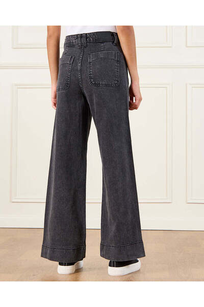 REDTAG Senior Girls Black Wide Leg Jeans