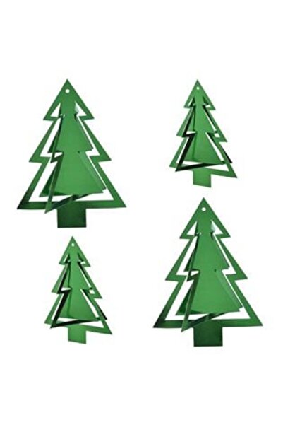 SHOPIENS Set de brazi de Crăciun decorativi 3D verzi cu folie în 2 dimensiuni - 4 buc