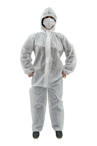 OEM Combinezon alb din 100% polipropilena cu gluga, de unica folosinta, inchi...