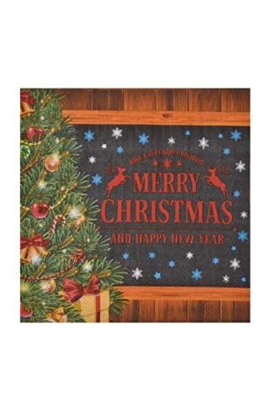 SHOPIENS Table napkins with decorated Christmas fir tree pattern "Merry Chris...
