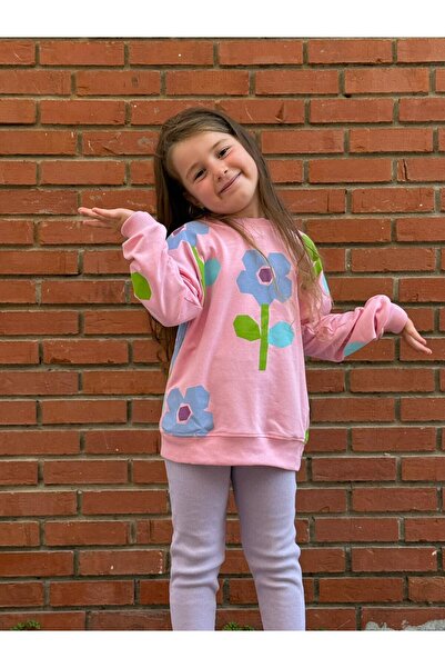 YİGİT BUTİK Girl's Set with Floral Patterned Leggings