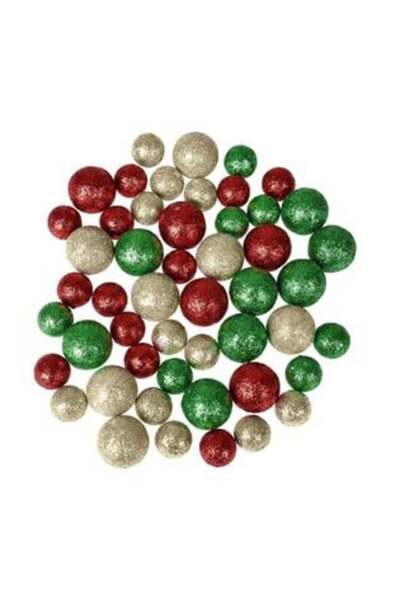 SHOPIENS Χριστουγεννιάτικες Διακοσμητικές Μπάλες από Αφρό - Μπεζ, Κόκκινο, Πρ...