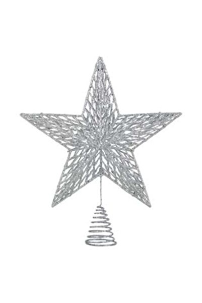 SHOPIENS Top de brad 3D cu model și stea argintie, 33 cm