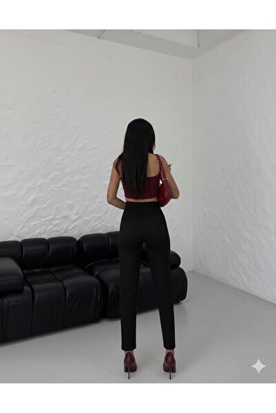 Lirviya Önü Biyeli Yüksek Bel Pantolon