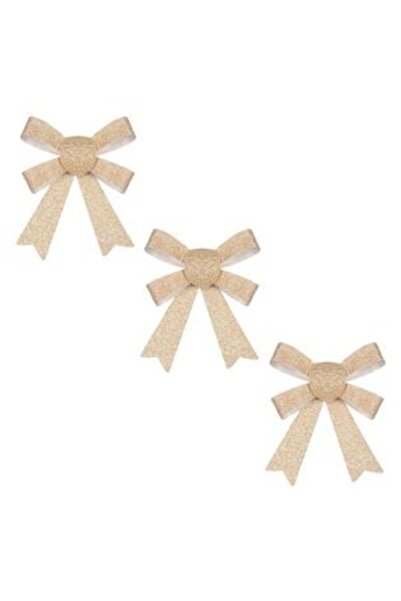 SHOPIENS Funde decorative de Crăciun bej cu sclipici 14 cm - 3 buc