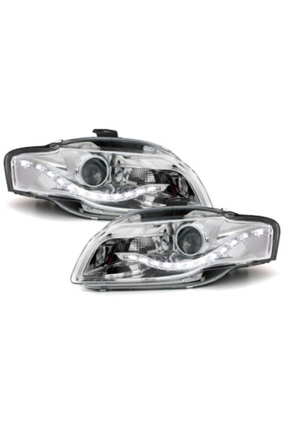 OEM DAYLINE headlights compatible with Audi A4 B7 2004-2008 DRL Chrome