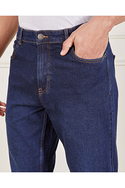 REDTAG Men Navy Straight Fit Denim Jeans