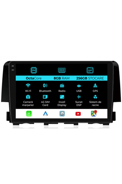 OEM Navigatie Dedicata Honda Civic (2015-2021), 9Inch, 8Gb Ram, 256Gb Stocare...