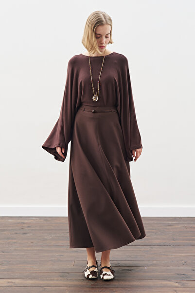 Manuka KEMER DETAYLI KLOŞ ETEK ACI KAHVE